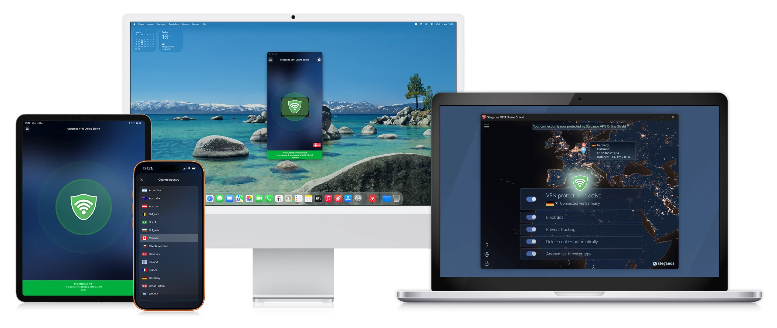 Steganos VPN Online Shield on PC, notebook, smartphone and tablet